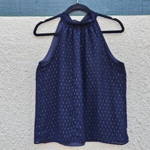 J. Crew navy gold thread tie neck tank size 6